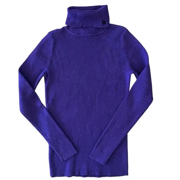 Lauren Ralph Lauren Turtleneck Sweater Women XS Ribbed Purple - Picture 5 of 10